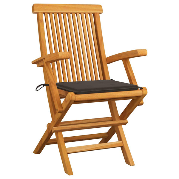 vidaXL Garden Chairs with Taupe Cushions 3 pcs. Solid Teak Wood