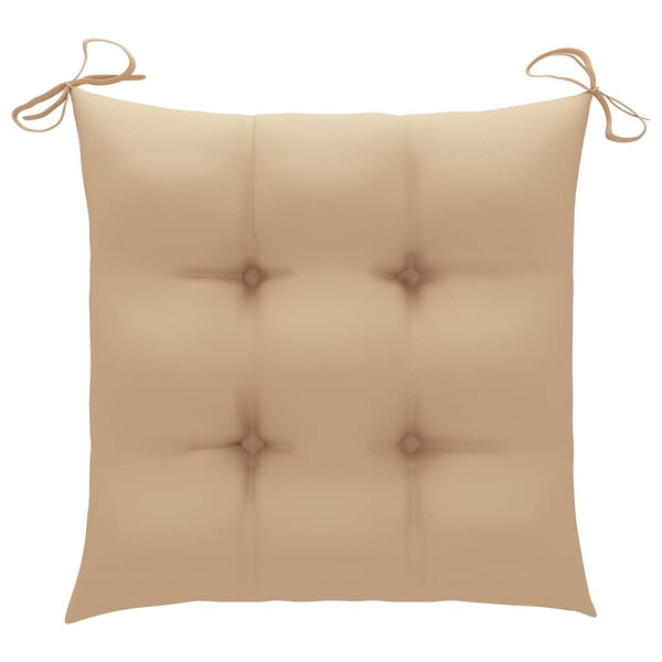 vidaXL Garden Chairs with Beige Cushions 3 pcs. Solid Teak Wood