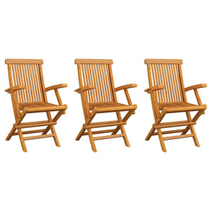 vidaXL Garden Chairs with Beige Cushions 3 pcs. Solid Teak Wood