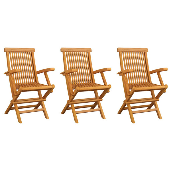 vidaXL Garden Chairs with Beige Cushions 3 pcs. Solid Teak Wood