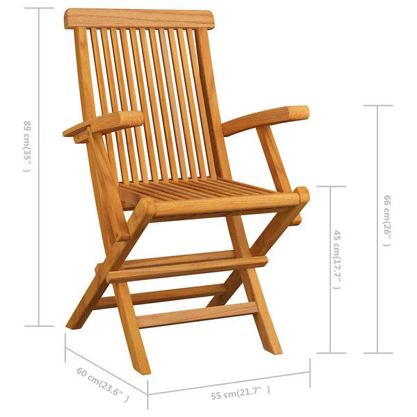 vidaXL Garden Chairs with Beige Cushions 3 pcs. Solid Teak Wood
