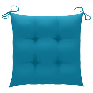 vidaXL Garden Chairs with Light Blue Cushions 3 pcs. Solid Teak Wood
