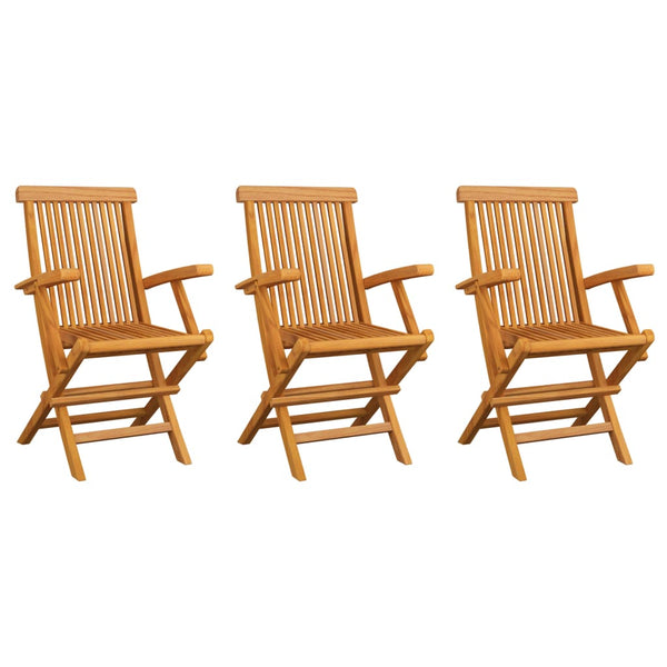 vidaXL Garden Chairs with Light Blue Cushions 3 pcs. Solid Teak Wood