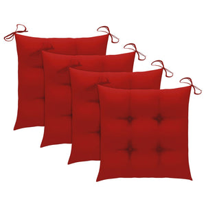 vidaXL Garden Chairs with Red Cushions 3 pcs. Solid Teak Wood