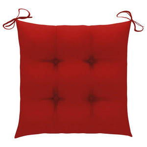 vidaXL Garden Chairs with Red Cushions 3 pcs. Solid Teak Wood