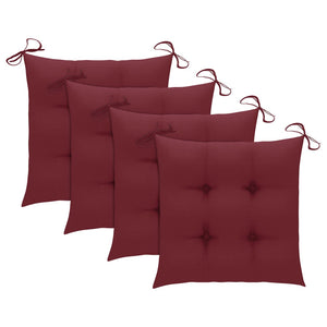 vidaXL Garden Chairs with Wine Red Cushions 3 pcs Solid Teak Wood