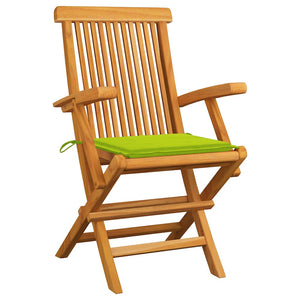 vidaXL Garden Chairs with Light Green Cushions 6 pcs. Solid Teak Wood