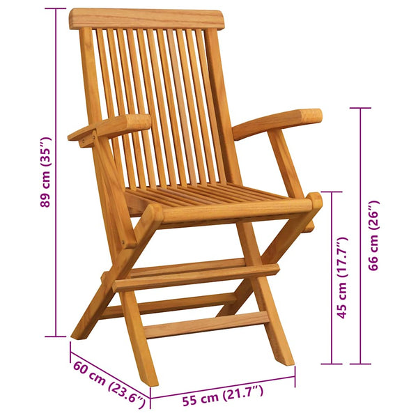 vidaXL Garden Chairs with Light Green Cushions 6 pcs. Solid Teak Wood