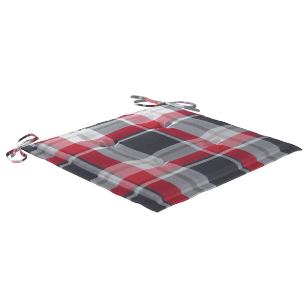 vidaXL Garden Chairs Red Gingham Cushions 6 pcs Solid Teak Wood