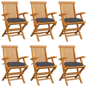 vidaXL Garden Chairs with Anthracite Cushions 6 pcs. Solid Teak Wood