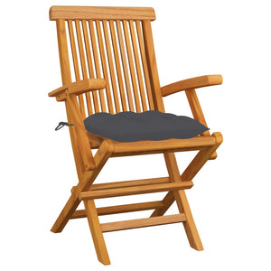 vidaXL Garden Chairs with Anthracite Cushions 6 pcs. Solid Teak Wood