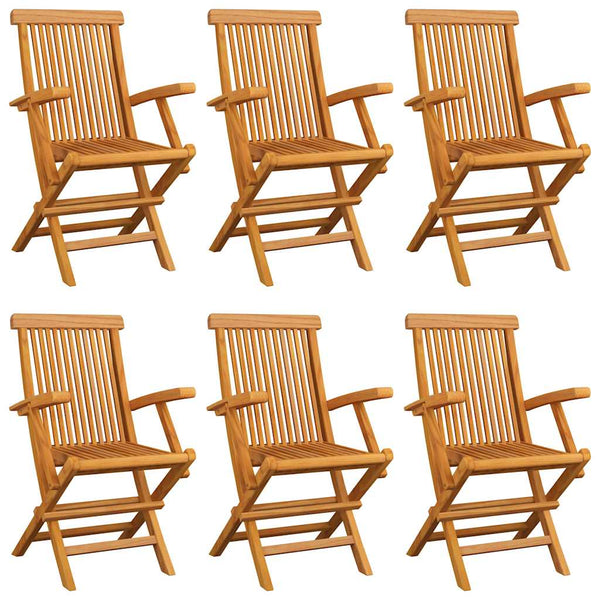 vidaXL Garden Chairs with Anthracite Cushions 6 pcs. Solid Teak Wood