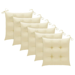 vidaXL Garden Chairs with Cream Cushions 6 pcs Solid Teak Wood