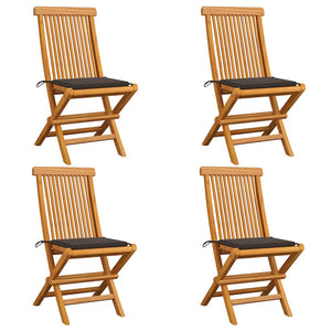 vidaXL Garden Chairs with Taupe Cushions 4 pcs. Solid Teak Wood