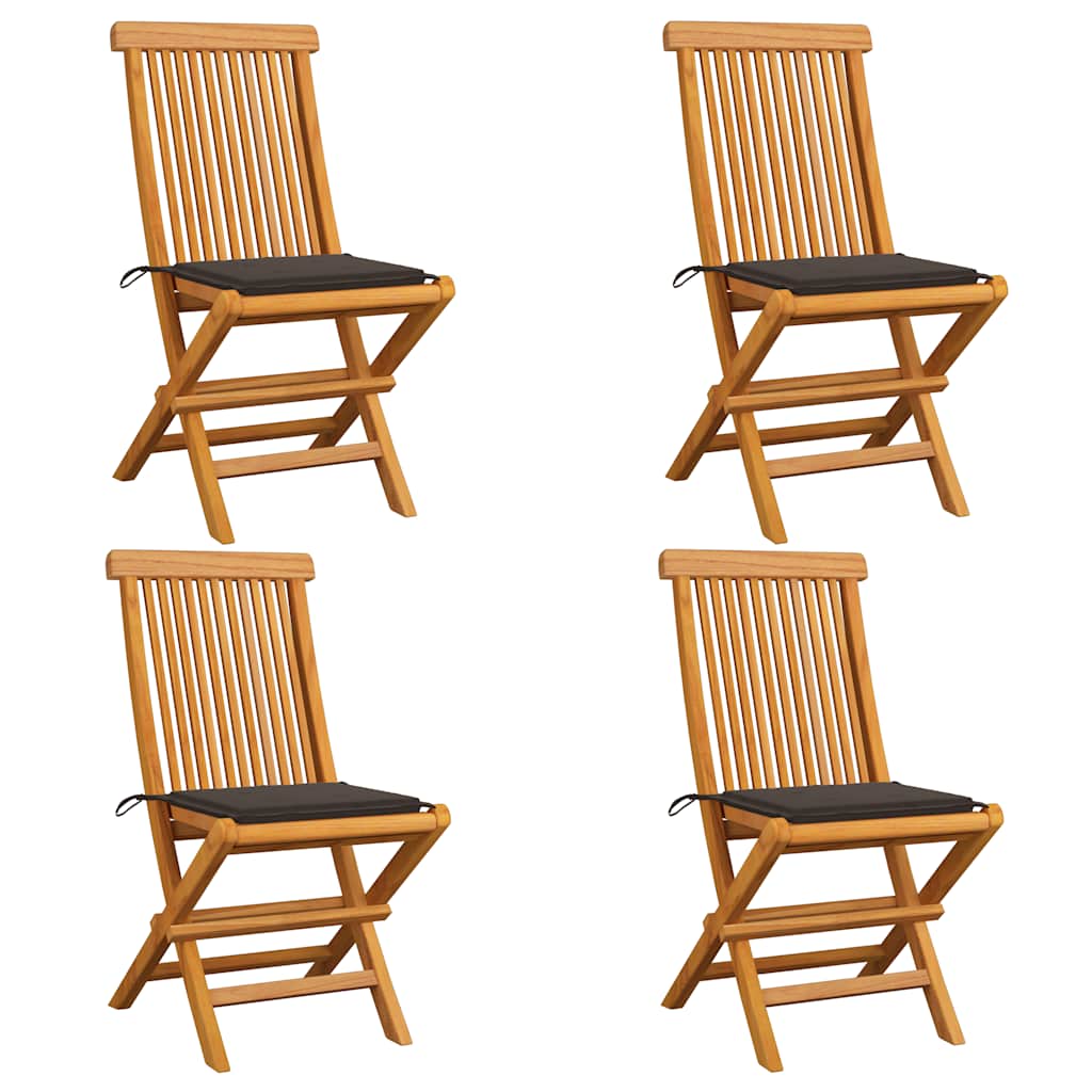 vidaXL Garden Chairs with Taupe Cushions 4 pcs. Solid Teak Wood