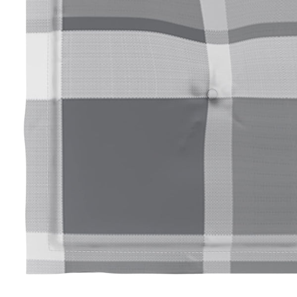 vidaXL Garden Chairs Grey Plaid Cushions 4 pcs. Solid Teak Wood