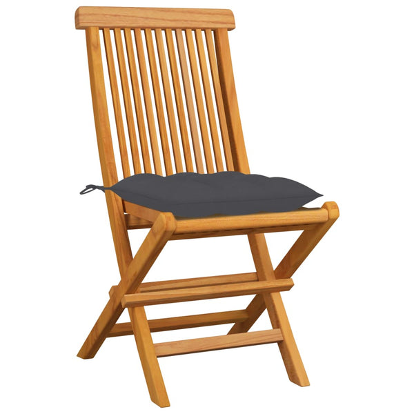 vidaXL Garden Chairs with Anthracite Cushions 4 pcs. Solid Teak Wood