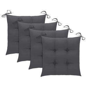 vidaXL Garden Chairs with Anthracite Cushions 4 pcs. Solid Teak Wood