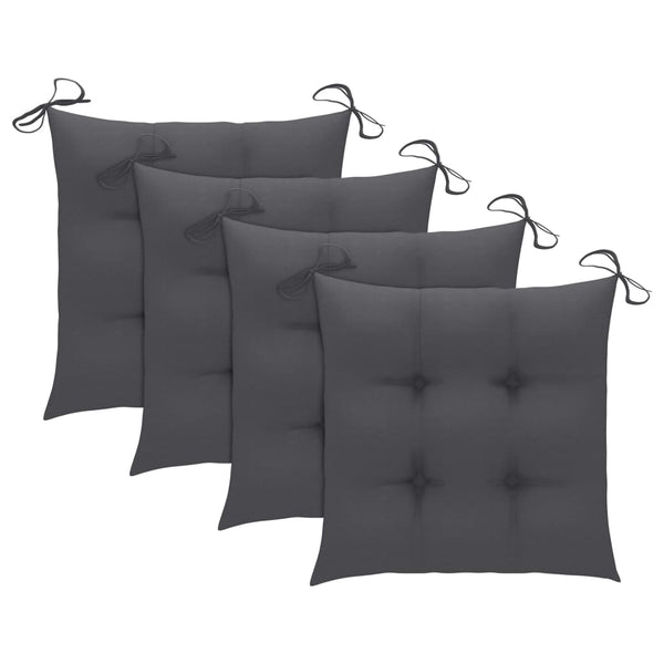 vidaXL Garden Chairs with Anthracite Cushions 4 pcs. Solid Teak Wood