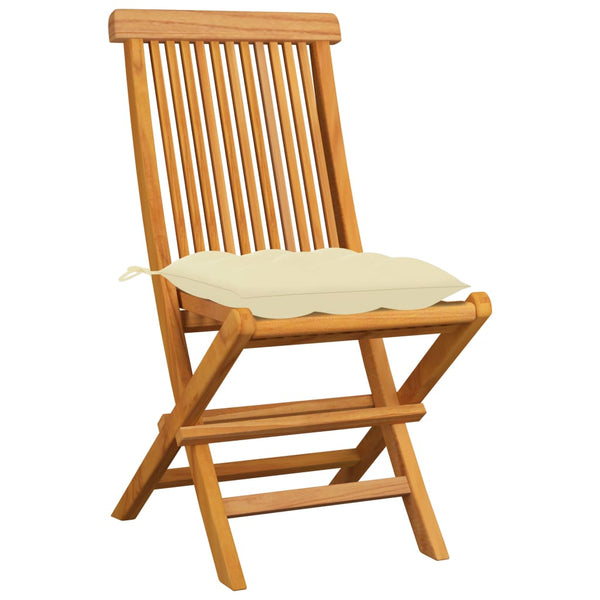 vidaXL Garden Chairs with Cream Cushions 4 pcs Solid Teak Wood