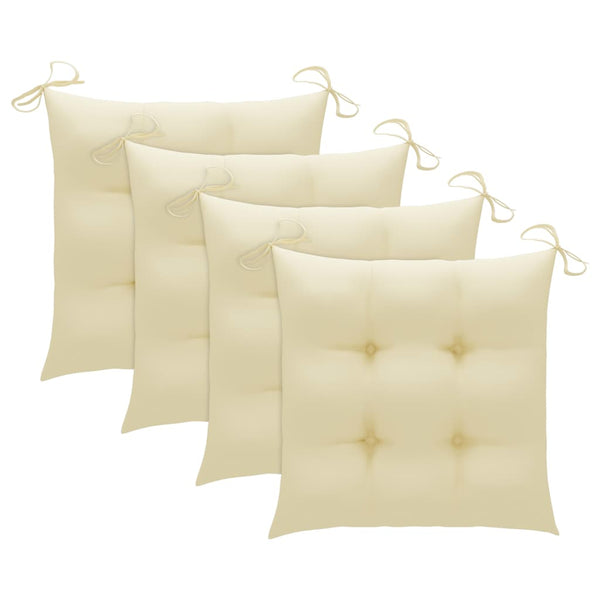 vidaXL Garden Chairs with Cream Cushions 4 pcs Solid Teak Wood