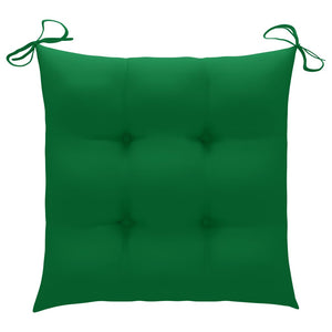 vidaXL Garden Chairs with Green Cushions 4 pcs Solid Teak Wood