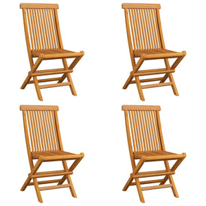 vidaXL Garden Chairs with Black Cushions 4 pcs. Solid Teak Wood