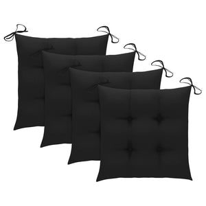 vidaXL Garden Chairs with Black Cushions 4 pcs. Solid Teak Wood