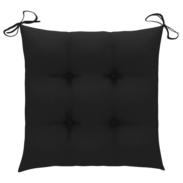 vidaXL Garden Chairs with Black Cushions 4 pcs. Solid Teak Wood