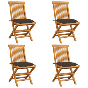 vidaXL Garden Chairs with Taupe Cushions 4 pcs Solid Teak Wood