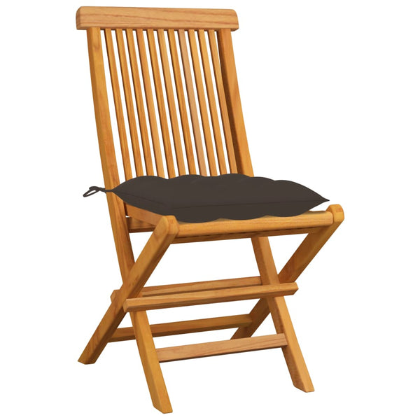 vidaXL Garden Chairs with Taupe Cushions 4 pcs Solid Teak Wood