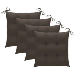 vidaXL Garden Chairs with Taupe Cushions 4 pcs Solid Teak Wood