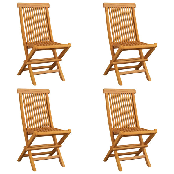 vidaXL Garden Chairs with Blue Cushions 4 pcs. Solid Teak Wood
