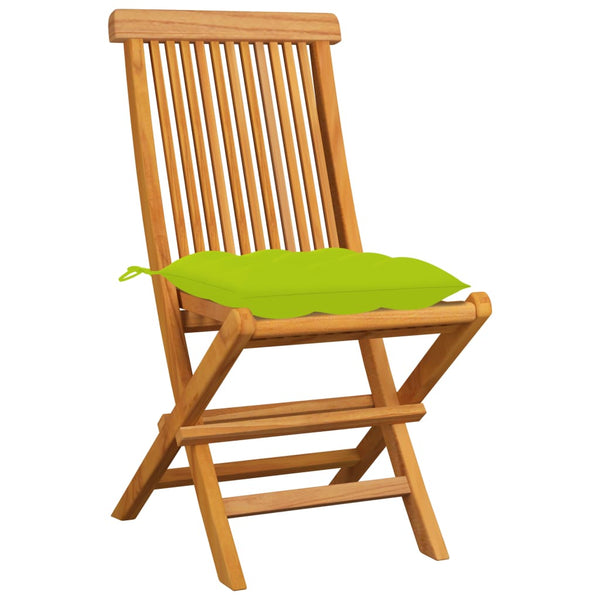 vidaXL Garden Chairs with Light Green Cushions 4 pcs. Solid Teak Wood