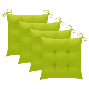 vidaXL Garden Chairs with Light Green Cushions 4 pcs. Solid Teak Wood