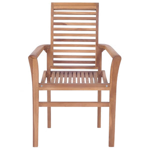 vidaXL Dining Chairs 4 pcs. with Anthracite Cushions Solid Teak Wood