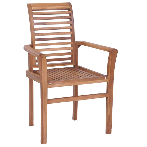 vidaXL Dining Chairs 4 pcs. with Anthracite Cushions Solid Teak Wood