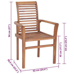 vidaXL Dining Chairs 4 pcs. with Cream White Cushions Solid Teak Wood