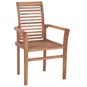 vidaXL Dining Chairs 4 pcs. with Cream White Cushions Solid Teak Wood