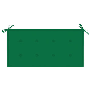 vidaXL Garden Bench with Green Cushion 112 cm Solid Teak Wood