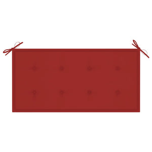 vidaXL Garden Bench with Red Cushion 112 cm Solid Teak Wood
