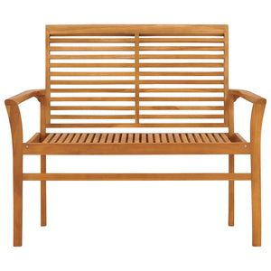 vidaXL Garden Bench with Black Cushion 112 cm Solid Teak Wood