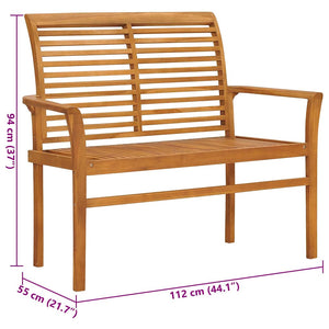 vidaXL Garden Bench with Black Cushion 112 cm Solid Teak Wood