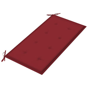 vidaXL Garden Bench with Burgundy Cushion 112 cm Solid Teak Wood