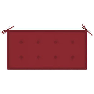 vidaXL Garden Bench with Burgundy Cushion 112 cm Solid Teak Wood