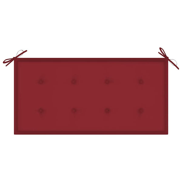 vidaXL Garden Bench with Burgundy Cushion 112 cm Solid Teak Wood