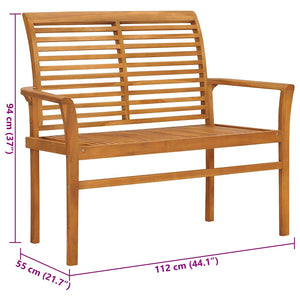 vidaXL Garden Bench with Burgundy Cushion 112 cm Solid Teak Wood