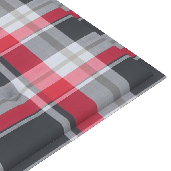 vidaXL Garden Bench Red Gingham Cushion 112 cm Solid Teak Wood