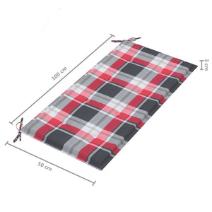 vidaXL Garden Bench Red Gingham Cushion 112 cm Solid Teak Wood