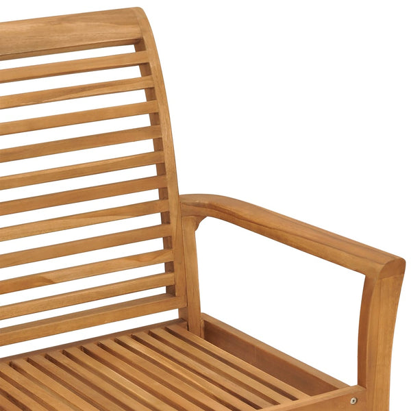 vidaXL Garden Bench Grey Plaid Cushion 112 cm Solid Teak Wood